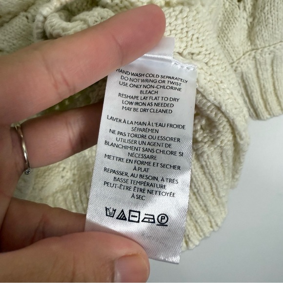 Free People Eloise Ivory Pointelle Puff Sleeve Sweater Top NWT Size Extra Small - Picture 4 of 7